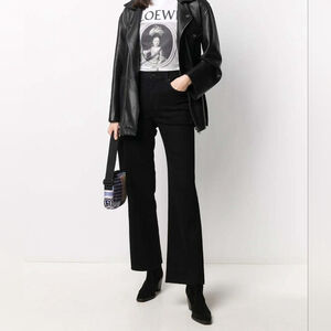 SLVRLAKE Wide Leg Raw Hem High Rise Grace Jeans Washed Black Shadow Ridge Sz 28